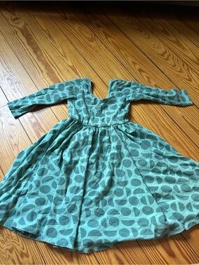 Girls' Teal Long Sleeve Polka Dot Casual Dress